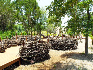 Fabricated from native grapevine, these giant nests playfully coax groups of children to mimic wildlife behavior such as frenzied feeding and hiding from predators.